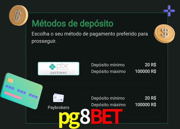 O cassino pg8bet oferece uma grande variedade de métodos de pagamento