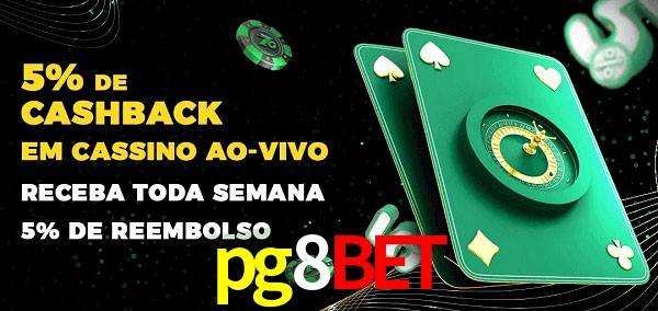 Promoções do cassino ao Vivo pg8bet